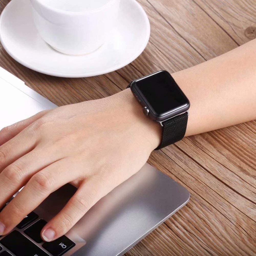 NEW BAND BLACK Milanese Stainless For Apple Watch - Picture 9 of 10